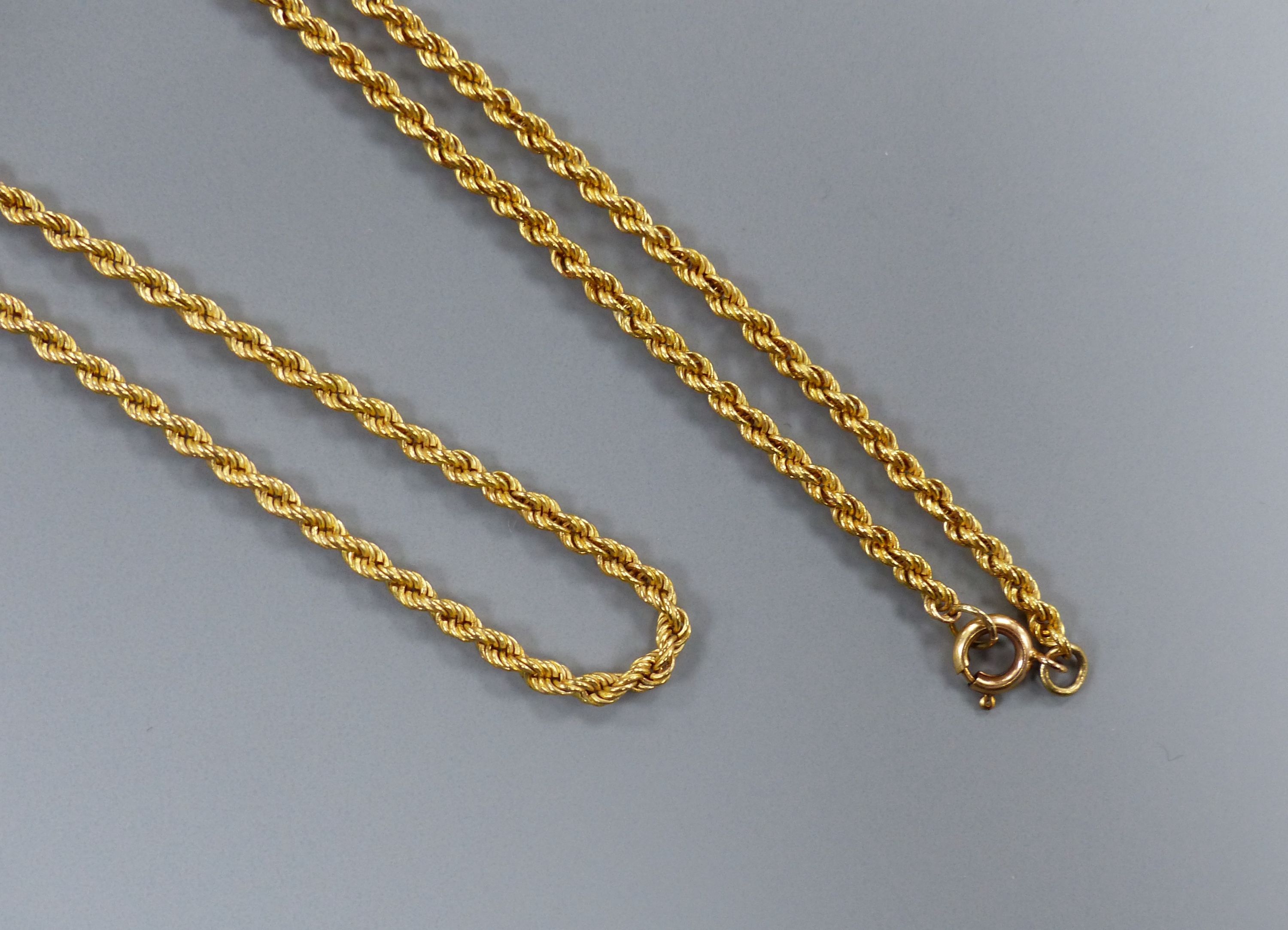 A modern 9ct ropetwist chain, 60cm, 11.5 grams.